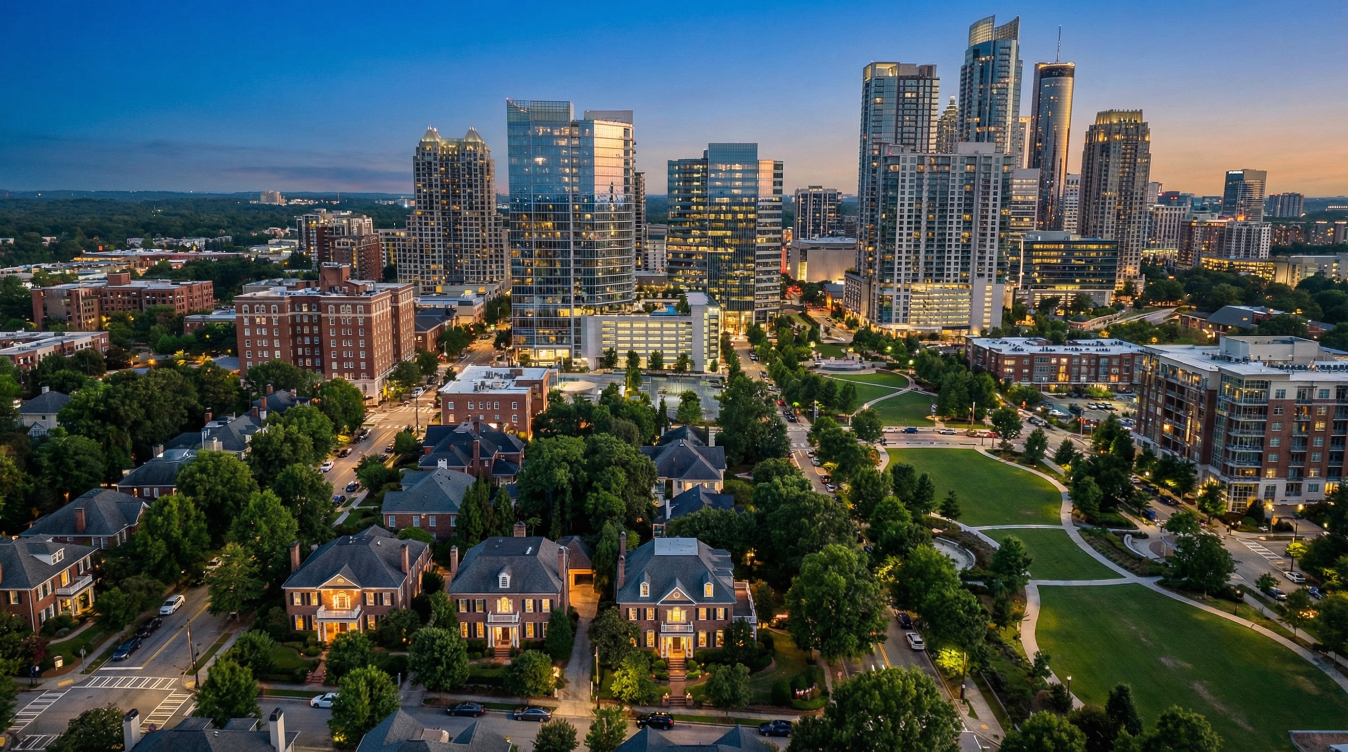 Atlanta skyline at sunset