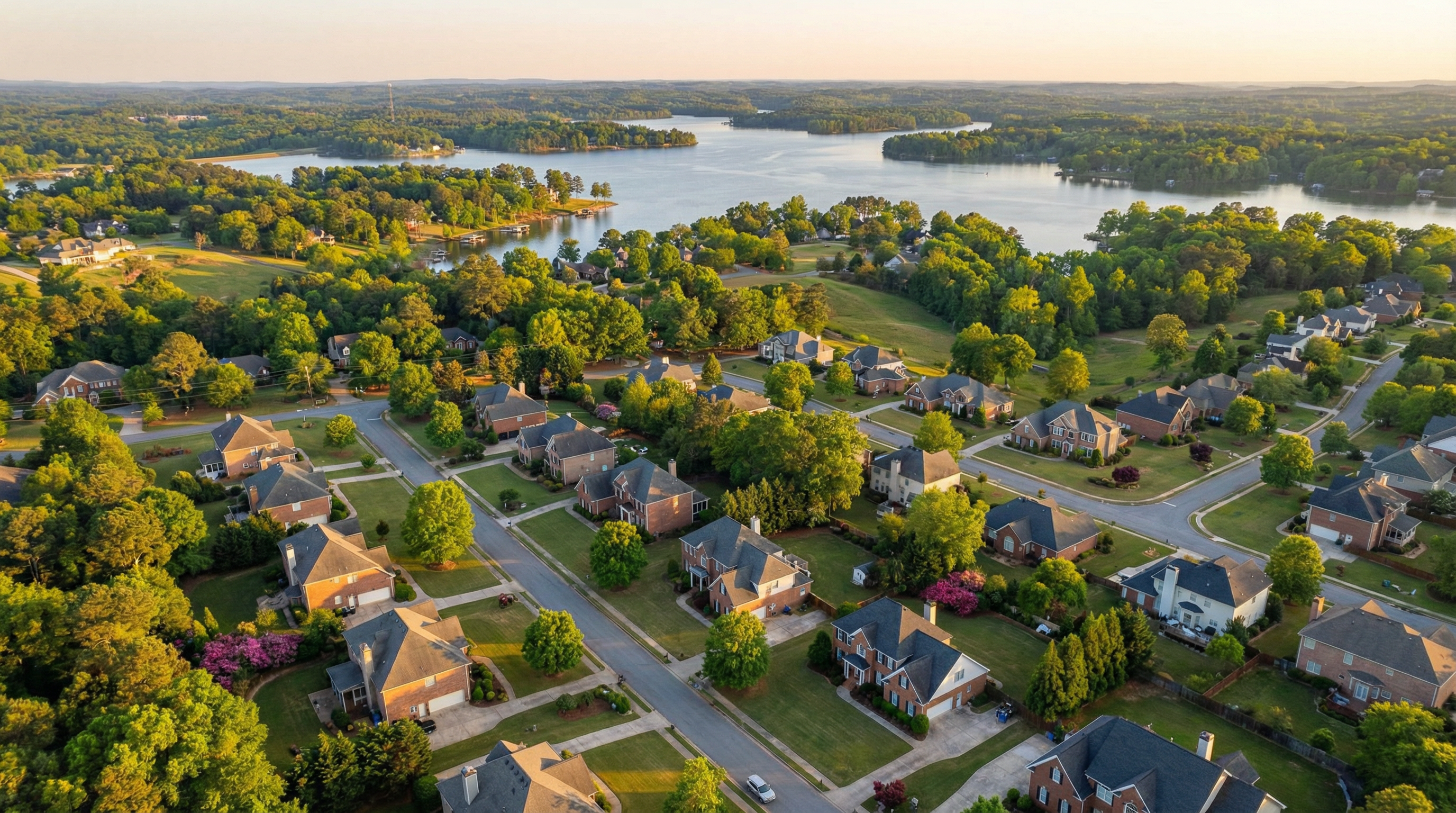 Aerial view of LaGrange Georgia near West Point Lake