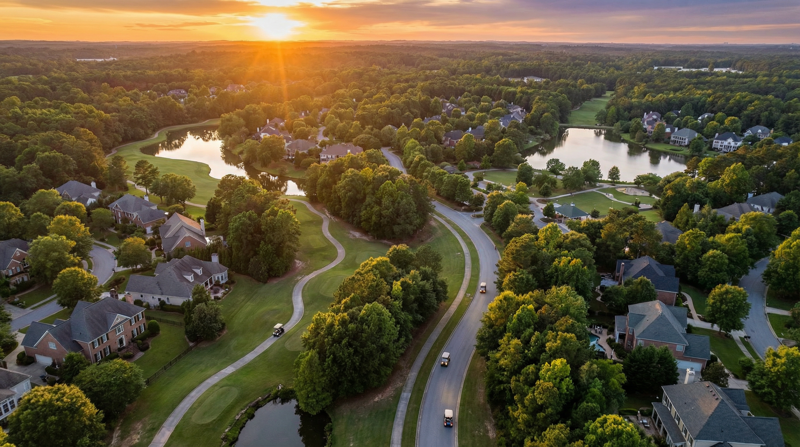 Peachtree City neighborhood aerial view